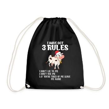 Cow Christmans - Christmas Gift for Farmer - Drawstring Bag - black - Front