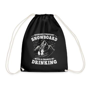 Wochenendprognose Snowboard und Trinken - Turnbeutel - Schwarz - Vorne