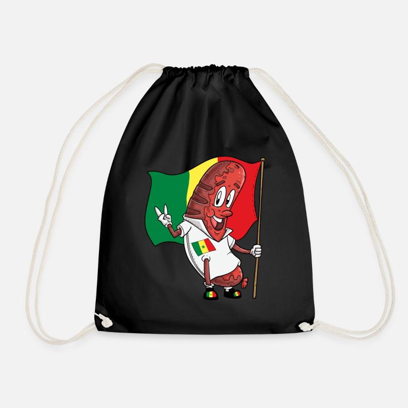 Senegalese Pork Bratwurst - Drawstring Bag - black