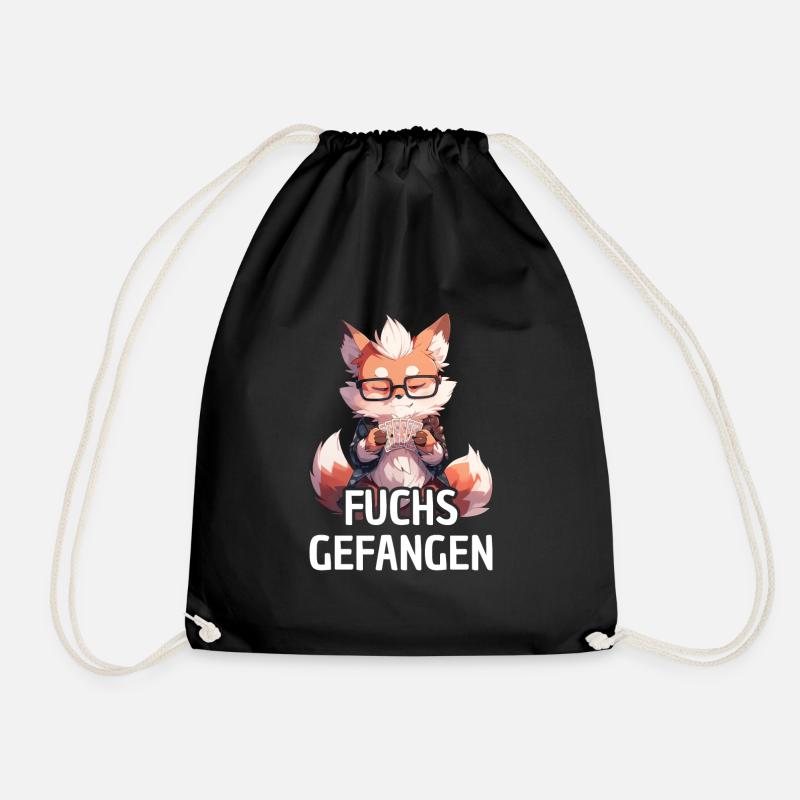 Fuchs gefangen Doppelkopf - Turnbeutel - Schwarz