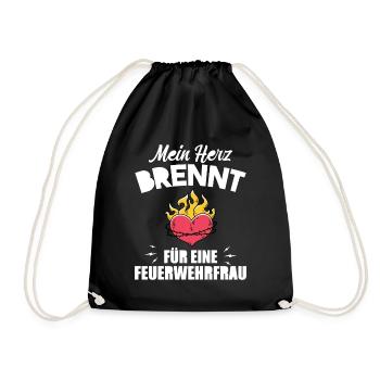 Mein Herz brennt für eine Feuerwehrfrau - Turnbeutel - Schwarz - Vorne