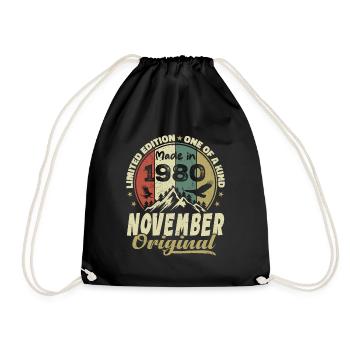 Novembre 1980, Cadeau D'anniversaire Novembre 1980 - Sac de sport léger - noir - Devant