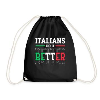 Italian Italy Funny Saying Gift Idea - Drawstring Bag - black - Front