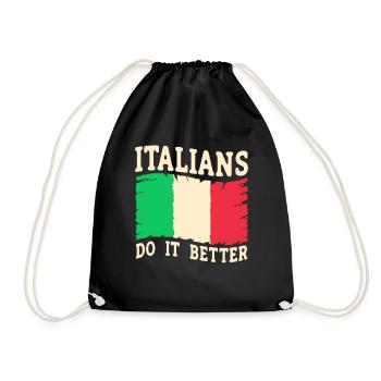 Italiener Italien Lustiger Spruch Geschenkidee - Turnbeutel - Schwarz - Vorne