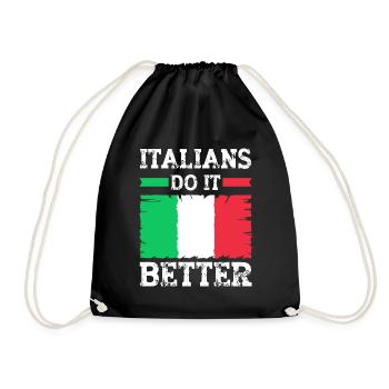 Italiener Italien Lustiger Spruch Geschenkidee - Turnbeutel - Schwarz - Vorne