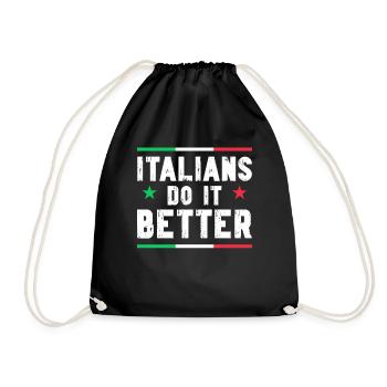 Italiener Italien Lustiger Spruch Geschenkidee - Turnbeutel - Schwarz - Vorne