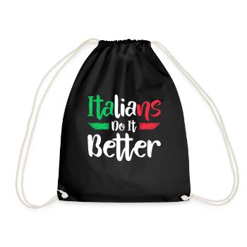 Italiener Italien Lustiger Spruch Geschenkidee - Turnbeutel - Schwarz - Vorne