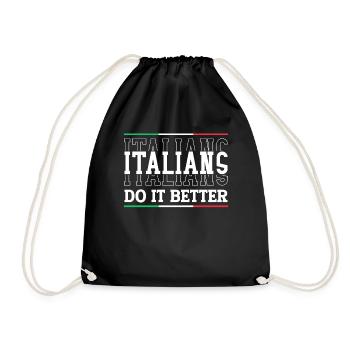 Italian Italy Funny Saying Gift Idea - Drawstring Bag - black - Front