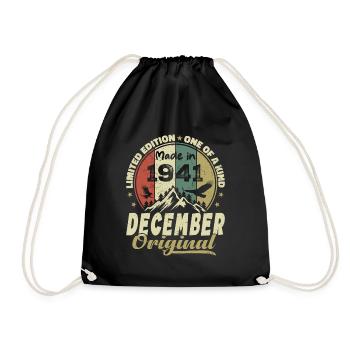 Vintage Cadeau Anniversaire Rétro - Décembre 1941 - Sac de sport léger - noir - Devant