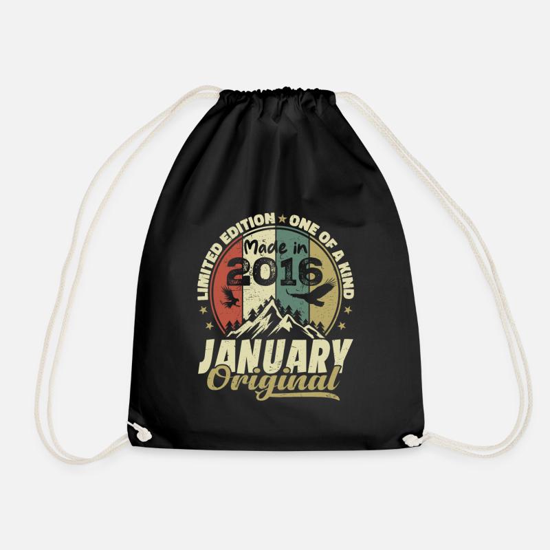 Geburtstag Januar 2016 - Original Januar 2016 - Turnbeutel - Schwarz