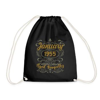 January Birthday Gift Born In January 1955 - Drawstring Bag - black - Front