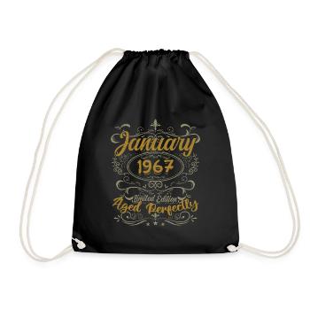 January Birthday Gift Born In January 1967 - Drawstring Bag - black - Front