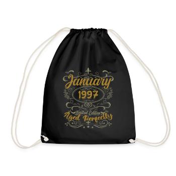 January Birthday Gift Born In January 1997 - Drawstring Bag - black - Front