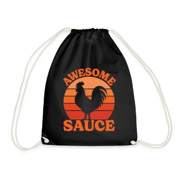 Rooster Joke Humor Cocktail Sauce - Drawstring Bag - black - Front
