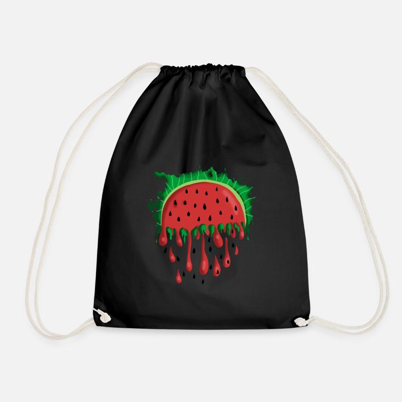 watermelon - Drawstring Bag - black