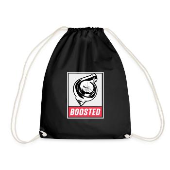 BOOSTED Turbocharger Boost Pressure Turbo Engine Gift - Drawstring Bag - black - Front