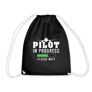 Pilot in Ausbildung - Turnbeutel - Schwarz - Vorne