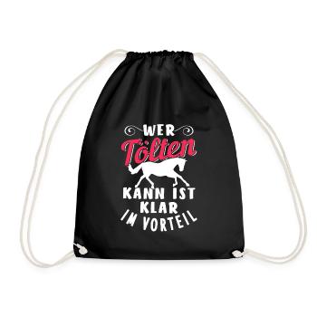 Pferd Tölten - Turnbeutel - Schwarz - Vorne