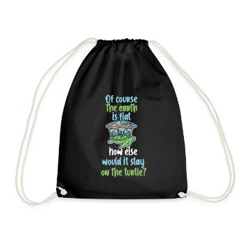 Flat earth turtle - Drawstring Bag - black - Front