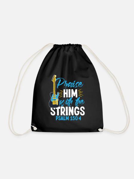 electric guitar guitar jesus god - Drawstring Bag - black