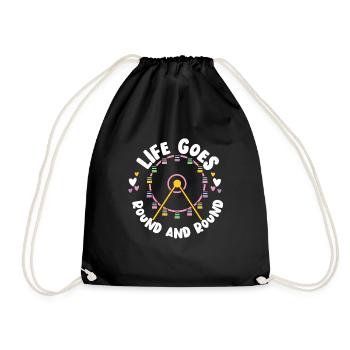 Ferris wheel life fun fair gift - Drawstring Bag - black - Front