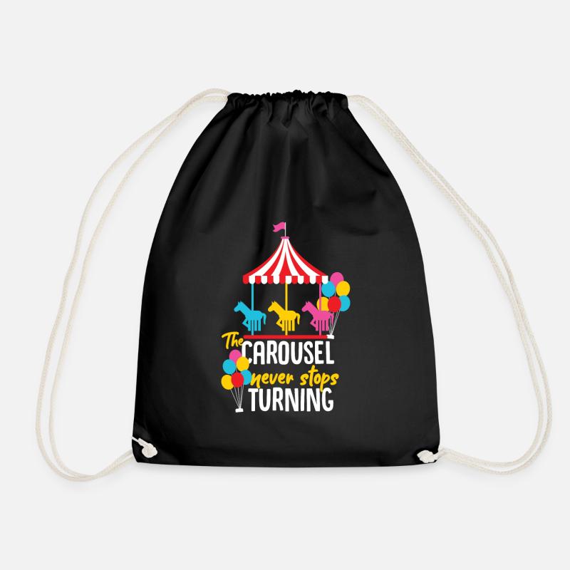 Karussell Kirmes Geschenkidee - Turnbeutel - Schwarz