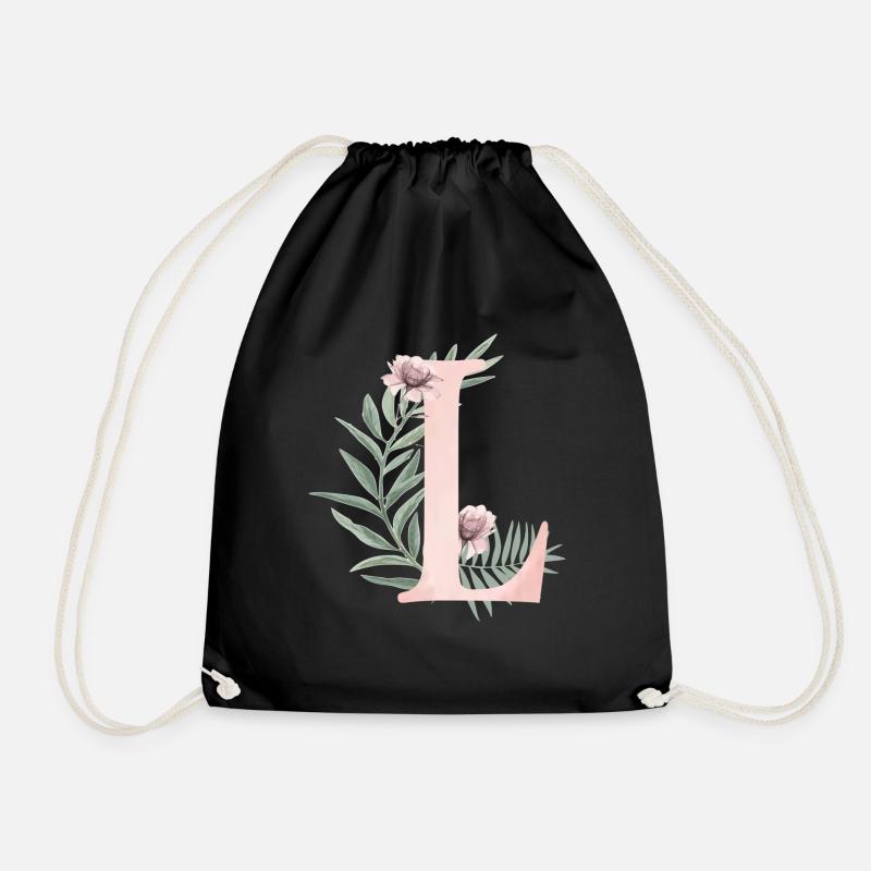 Buchstabe L mit Blumen - Turnbeutel - Schwarz