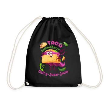 Funny Mexican Taco Emergency Call 9 Juan Juan - Drawstring Bag - black - Front