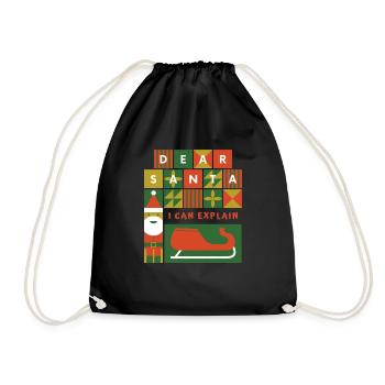 Lieber Weihnachtsmann, ich kann lustiges Weihnachtsgeschenk erklären - Turnbeutel - Schwarz - Vorne