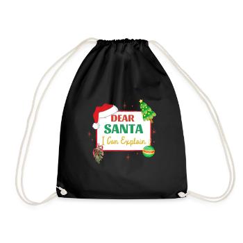 Dear Santa I Can Explain Funny Christmas - Drawstring Bag - black - Front