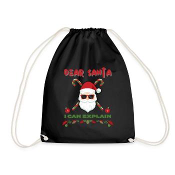 Dear Santa I Can Explain Bad Behavior Funny - Drawstring Bag - black - Front