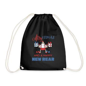 Joyeux Fitmas et joyeux nouveau gymnase de Noël drôle arrière - Sac de sport léger - noir - Devant