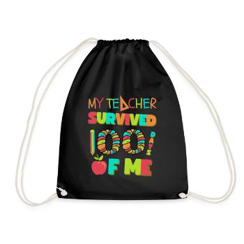 My Teacher Survived 100 Days Of Me 100 School Days - Drawstring Bag - black - Front