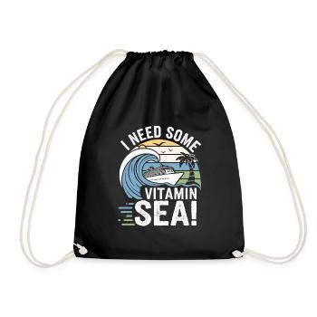 Vitamin Sea | Sea & Travel - Drawstring Bag - black - Front