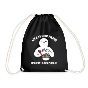 Life is like pasta, hard until you make it - Drawstring Bag - black - Front