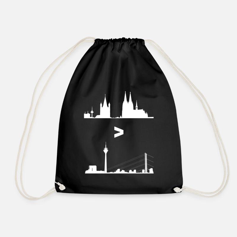 Cologne> Düsseldorf is bigger than Silhouette Kölner - Drawstring Bag - black