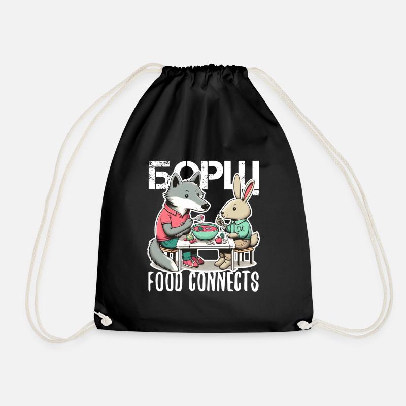 Borschtsch Borsch Wolf und Hase Geschenk - Turnbeutel - Schwarz