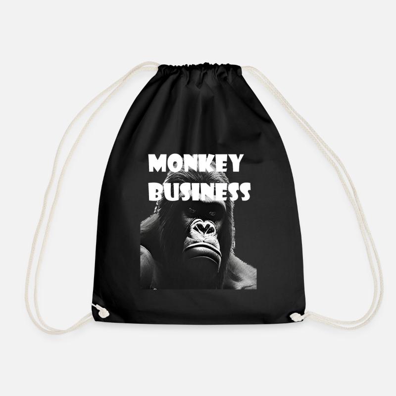 Monkey Business - Drawstring Bag - black