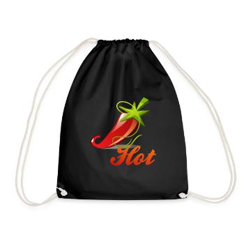 Chili Peperoni Hot Scharf Koch - Turnbeutel - Schwarz - Vorne
