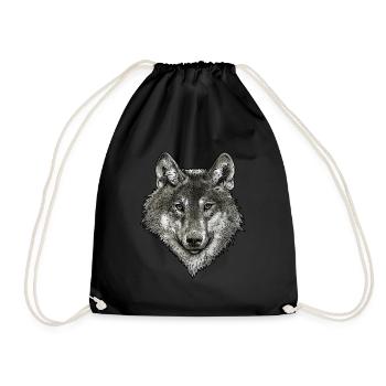 wolf - Drawstring Bag - black - Front