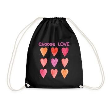 Cœurs d’amour - Sac de sport léger - noir - Devant