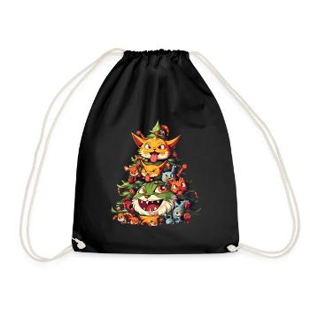 Christmas meets Halloween: cats with - Drawstring Bag - black - Front