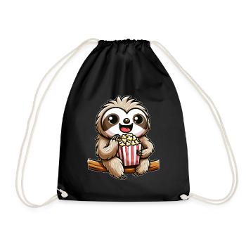 Sloth Cinema Fan, Popcorn & Carnival - Drawstring Bag - black - Front