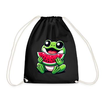Grenouille Pastèque Fruité Drôle - Sac de sport léger - noir - Devant