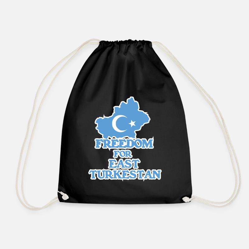 Freedom for East Turkestan - Drawstring Bag - black