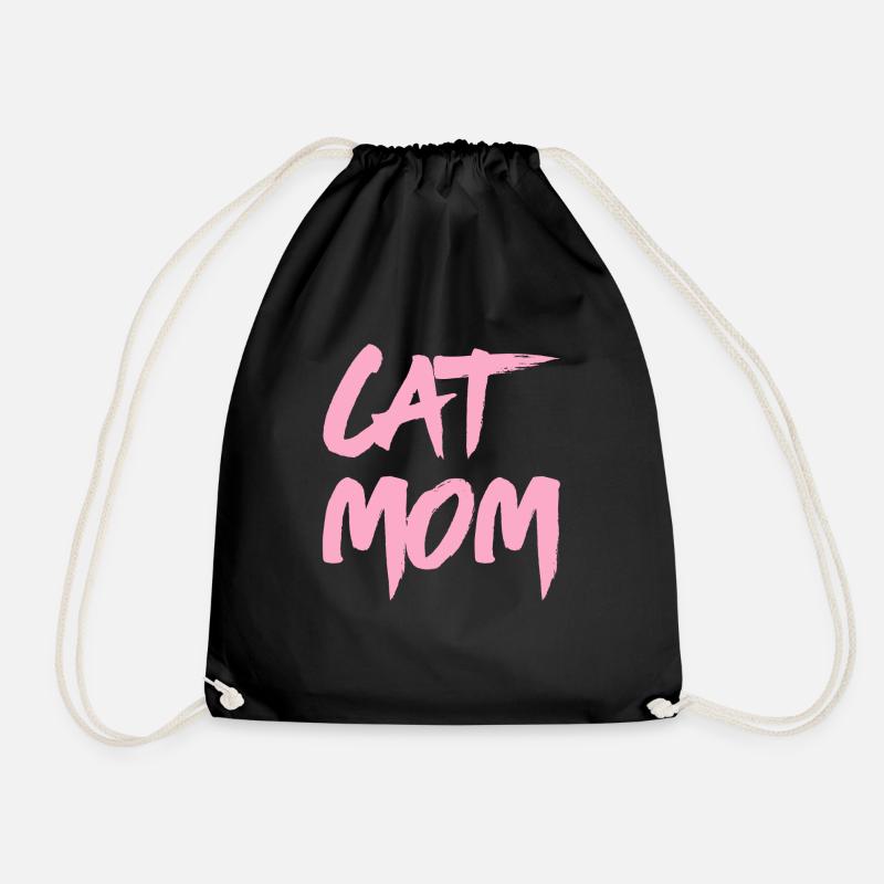 Katzen TShirt - Cat Mom - Turnbeutel - Schwarz
