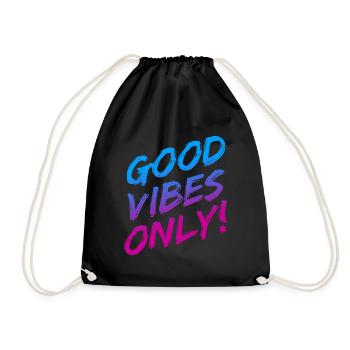 Good Vibes Only Brushed Colorful - Drawstring Bag - black - Front
