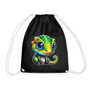 Cute little chameleon - Drawstring Bag - black - Front