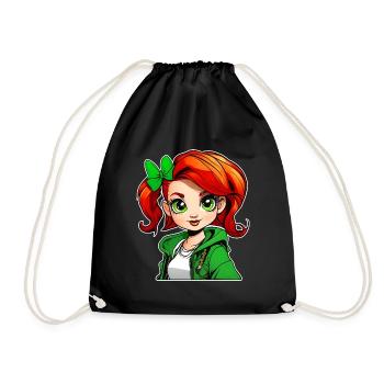 Cute Irish redhead girl - Drawstring Bag - black - Front