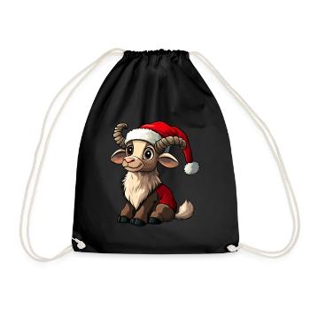 Steinböcke Weihnachten / Weihnachtsmann Steinbock - Turnbeutel - Schwarz - Vorne